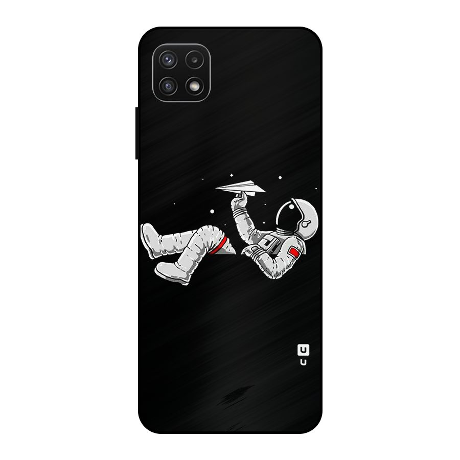 Astronaut Aeroplane Metal Back Case for Galaxy A22 5G