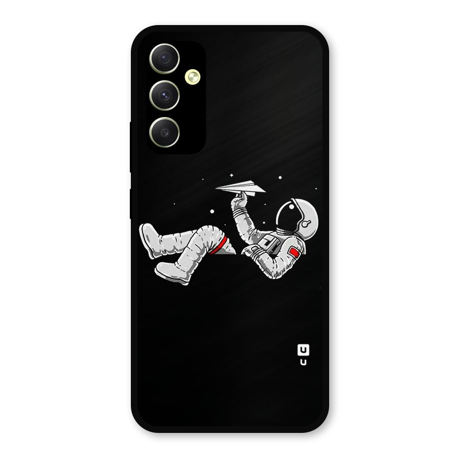 Astronaut Aeroplane Metal Back Case for Galaxy A34