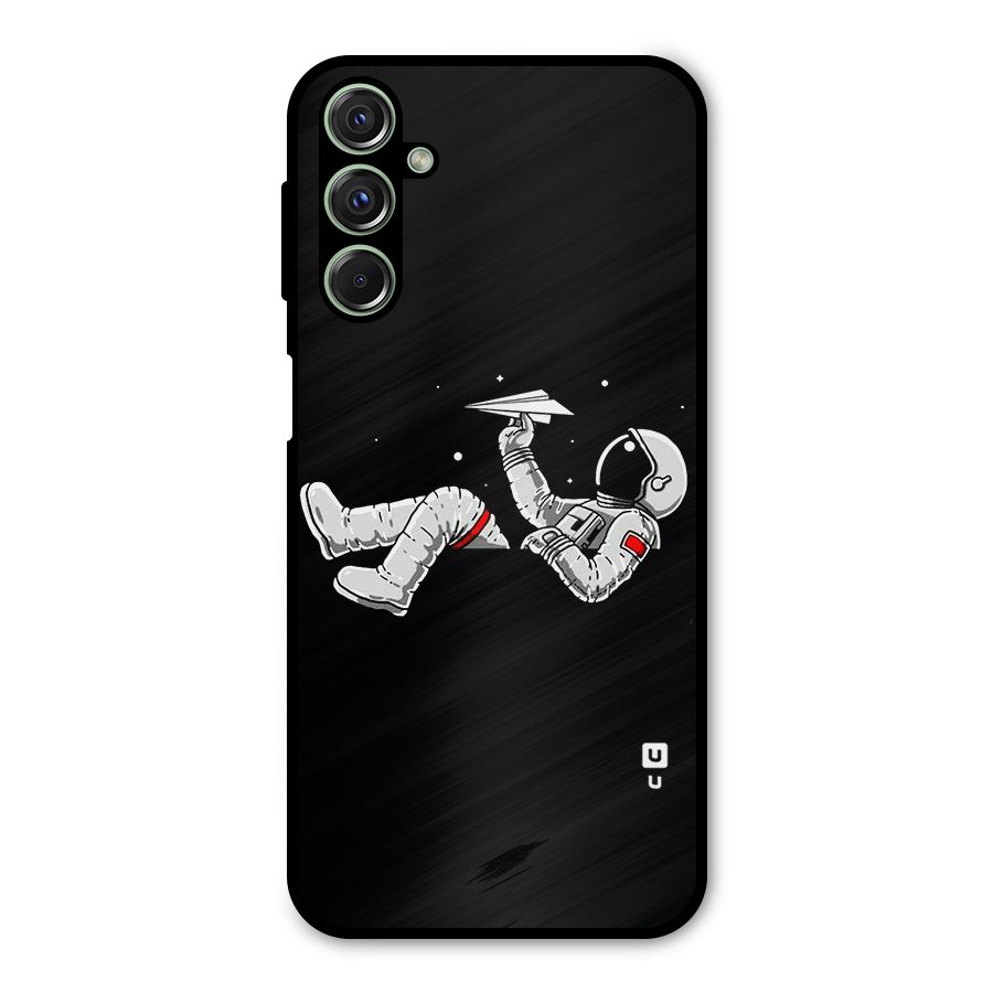 Astronaut Aeroplane Metal Back Case for Galaxy F34
