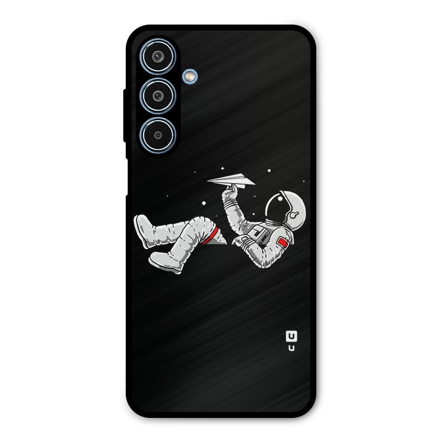 Astronaut Aeroplane Metal Back Case for Galaxy M35
