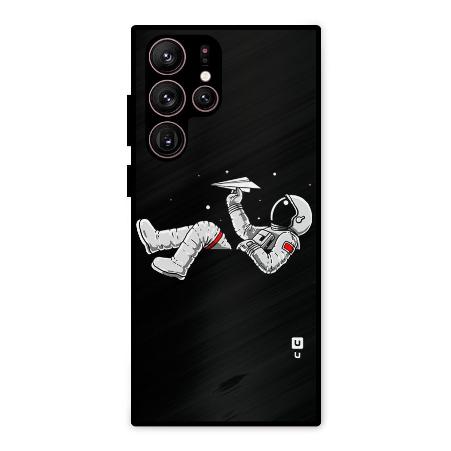 Astronaut Aeroplane Metal Back Case for Galaxy S22 Ultra 5G