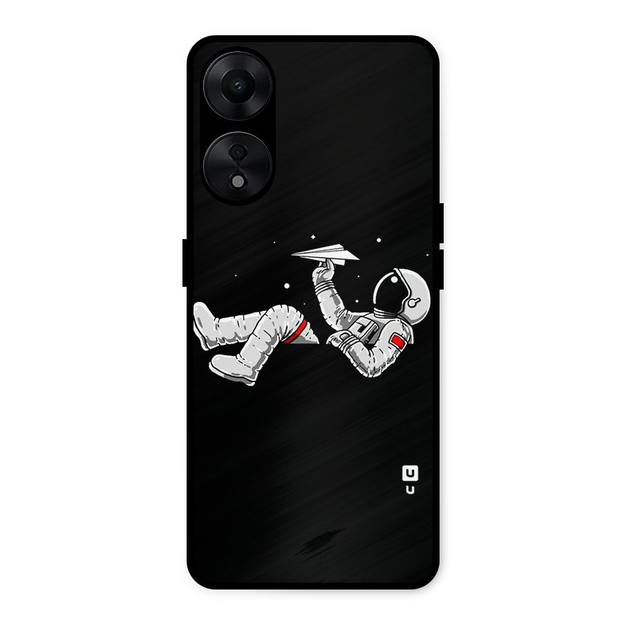 Astronaut Aeroplane Metal Back Case for Oppo A78 5G