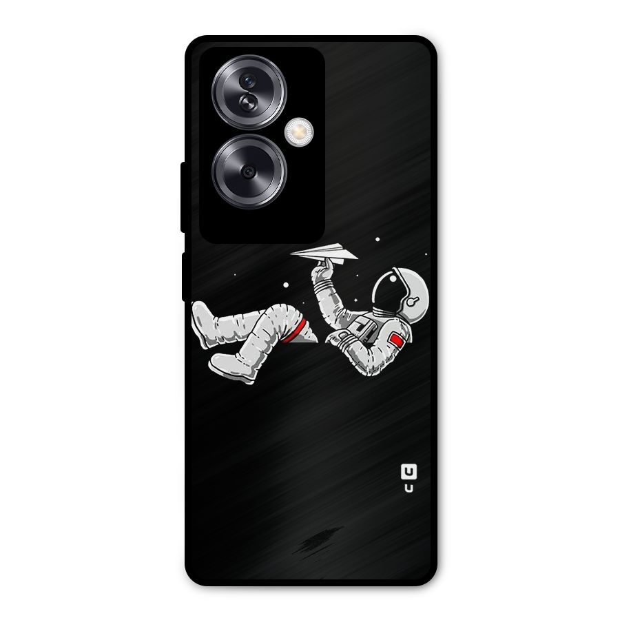 Astronaut Aeroplane Metal Back Case for Oppo A79 5G