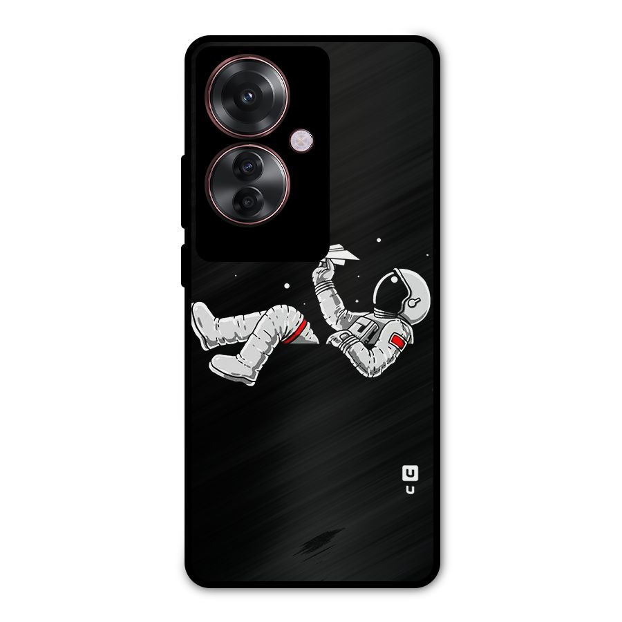 Astronaut Aeroplane Metal Back Case for Oppo F25 Pro