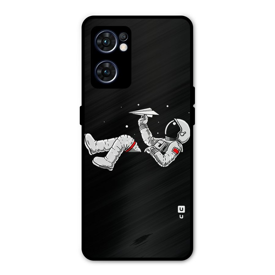 Astronaut Aeroplane Metal Back Case for Oppo Reno7 5G
