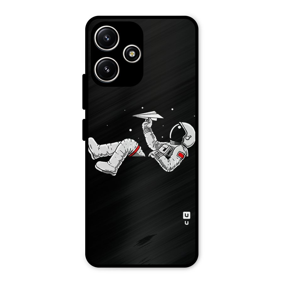 Astronaut Aeroplane Metal Back Case for Poco M6 Pro