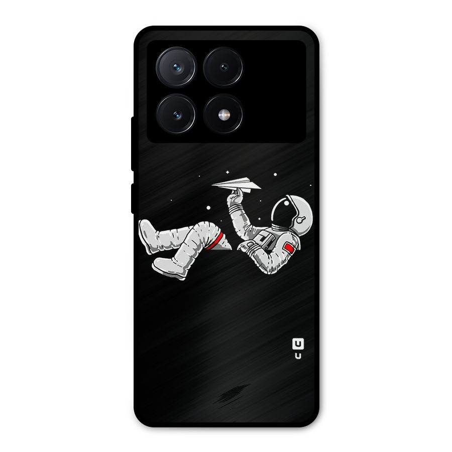 Astronaut Aeroplane Metal Back Case for Poco X6 Pro