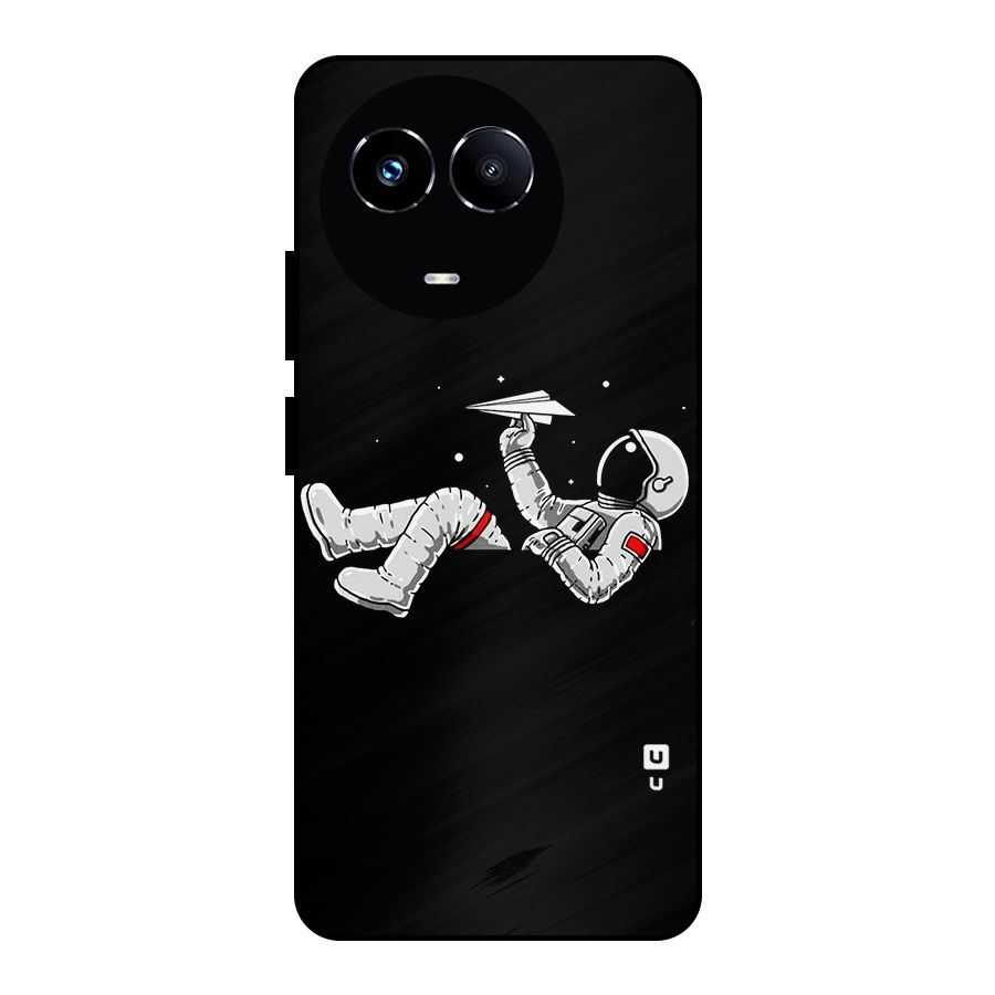 Astronaut Aeroplane Metal Back Case for Realme 11X