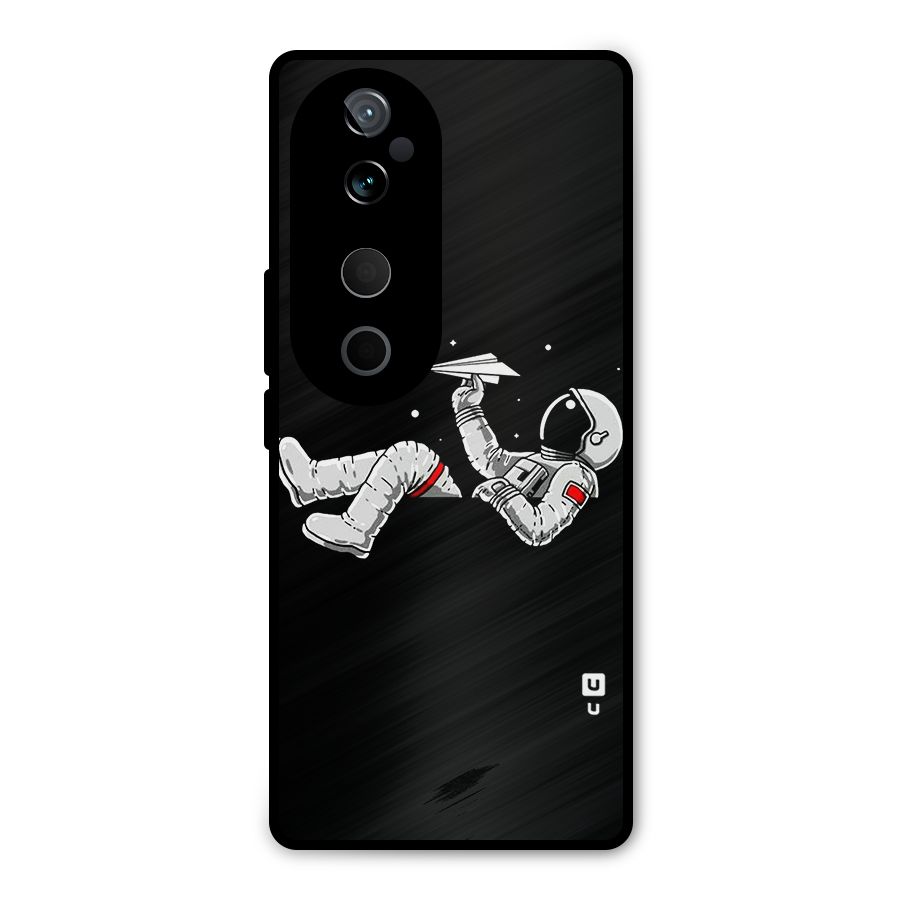 Astronaut Aeroplane Metal Back Case for Vivo T3 Ultra
