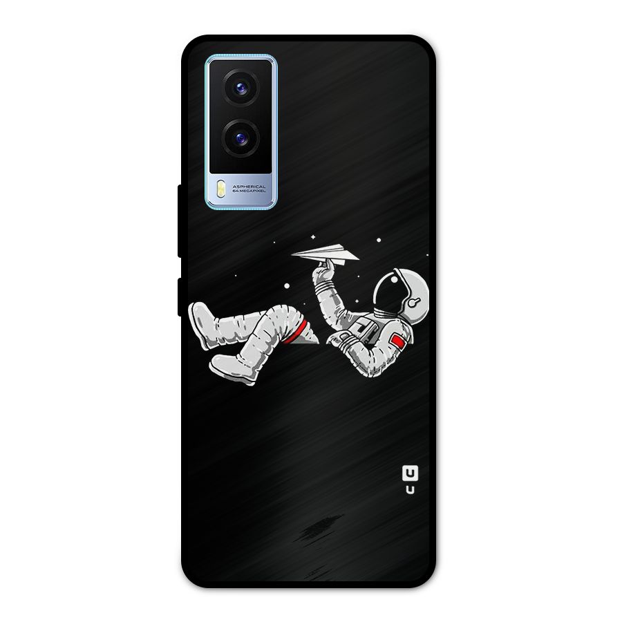 Astronaut Aeroplane Metal Back Case for Vivo V21e 5G