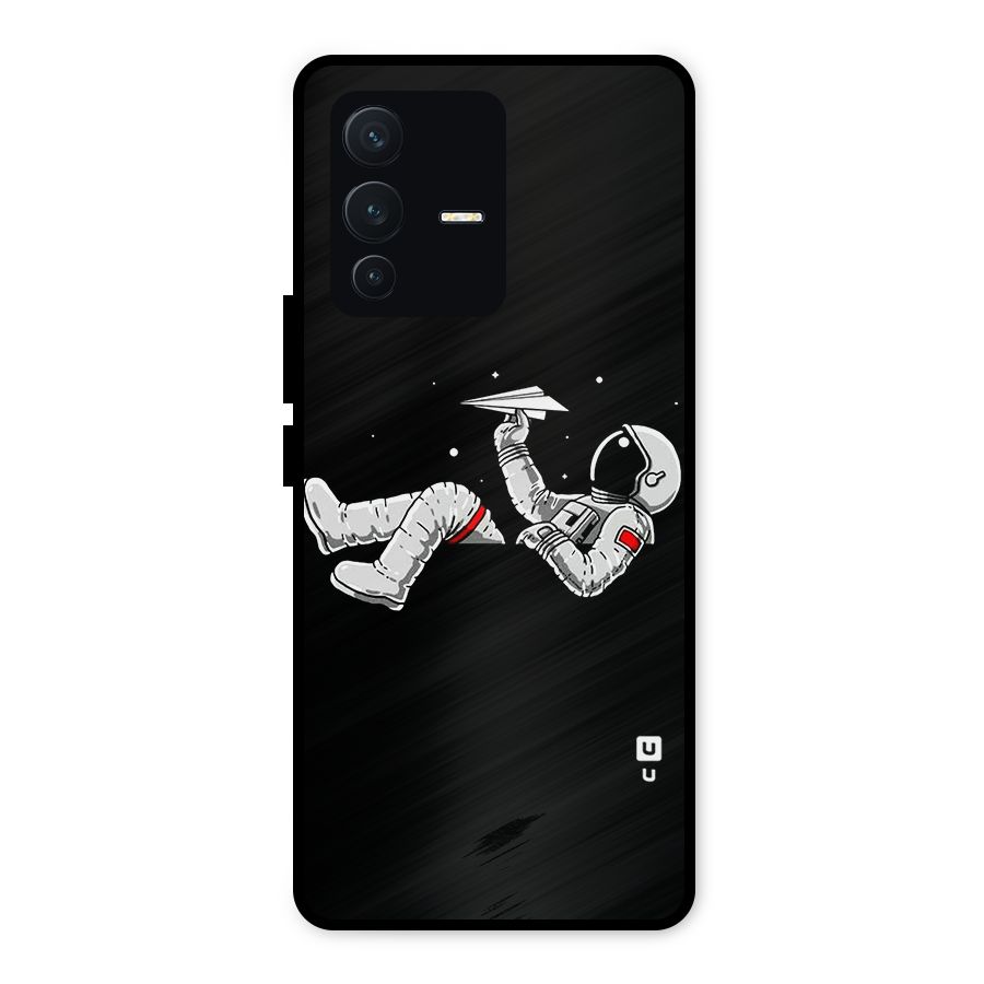Astronaut Aeroplane Metal Back Case for Vivo V23 5G