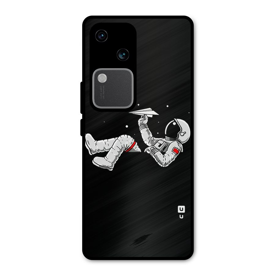 Astronaut Aeroplane Metal Back Case for Vivo V30 Pro