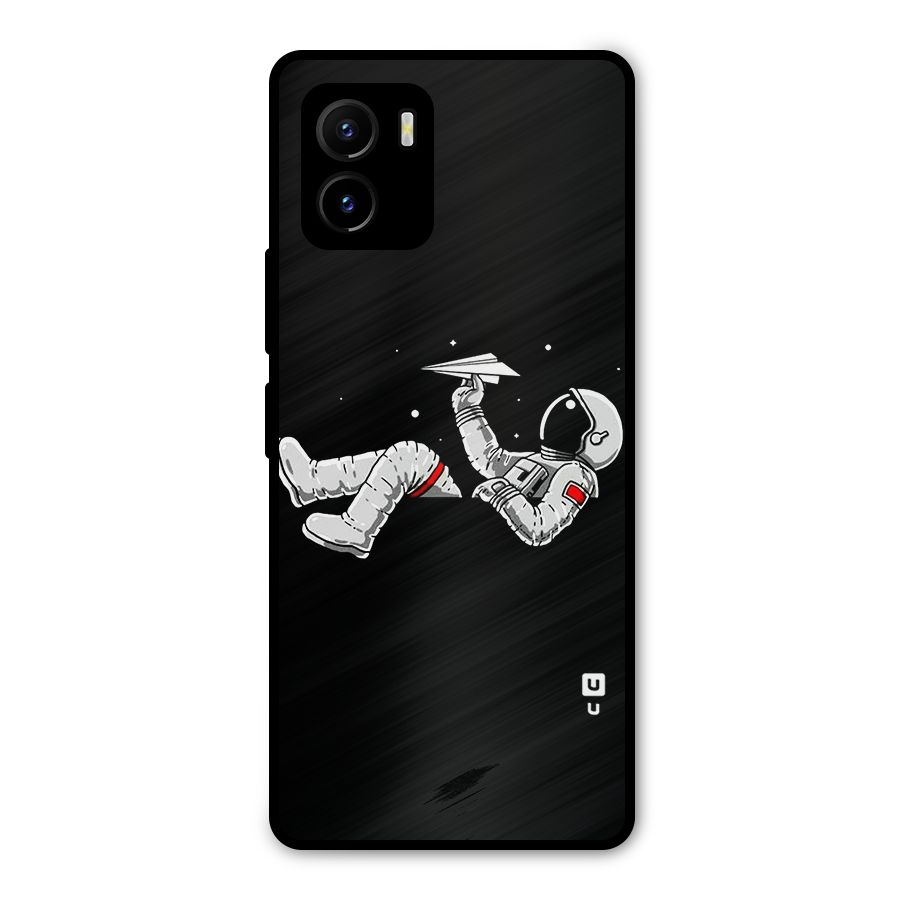 Astronaut Aeroplane Metal Back Case for Vivo Y15s