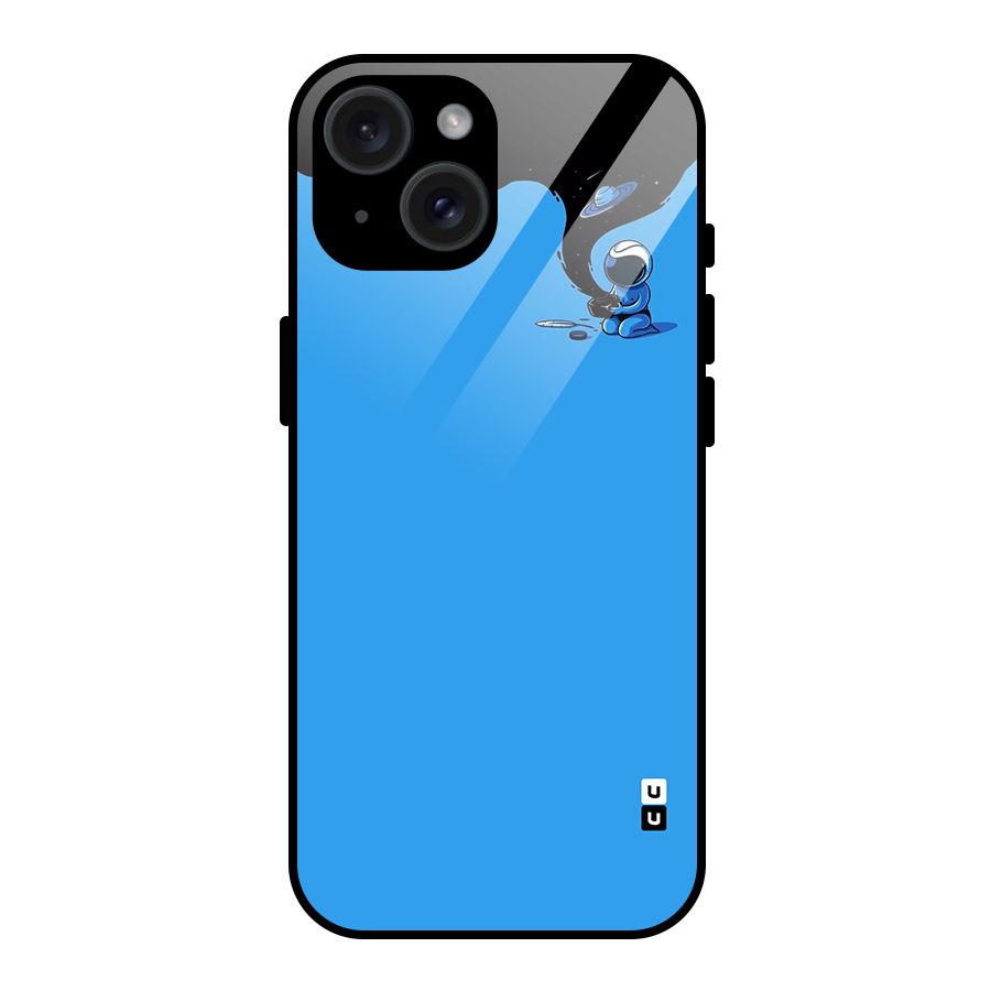 Astronaut Creativity Paint Sky Glass Back Case for iPhone 15