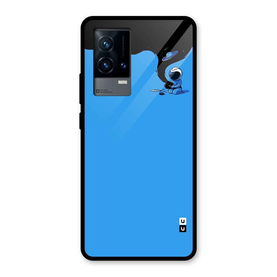 Astronaut Creativity Paint Sky Glass Back Case for iQOO 9 5G