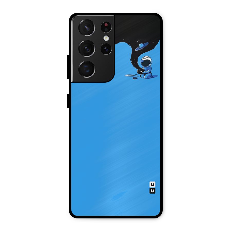 Astronaut Creativity Paint Sky Metal Back Case for Galaxy S21 Ultra 5G