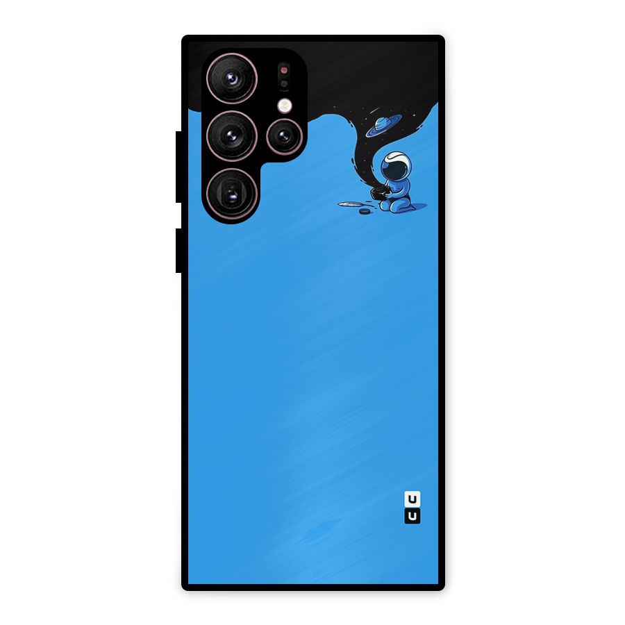 Astronaut Creativity Paint Sky Metal Back Case for Galaxy S22 Ultra 5G