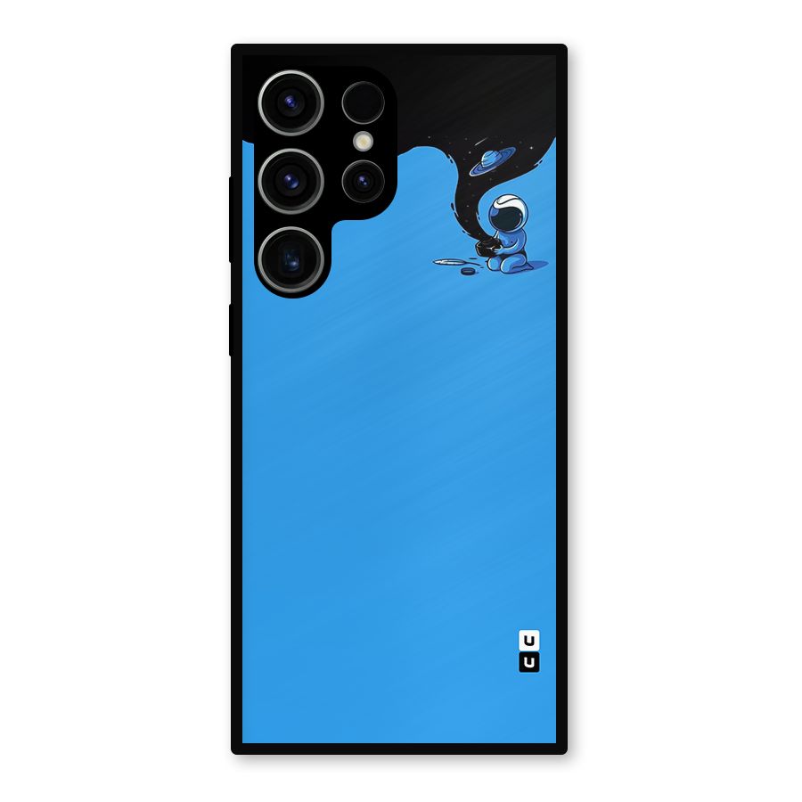 Astronaut Creativity Paint Sky Metal Back Case for Galaxy S23 Ultra
