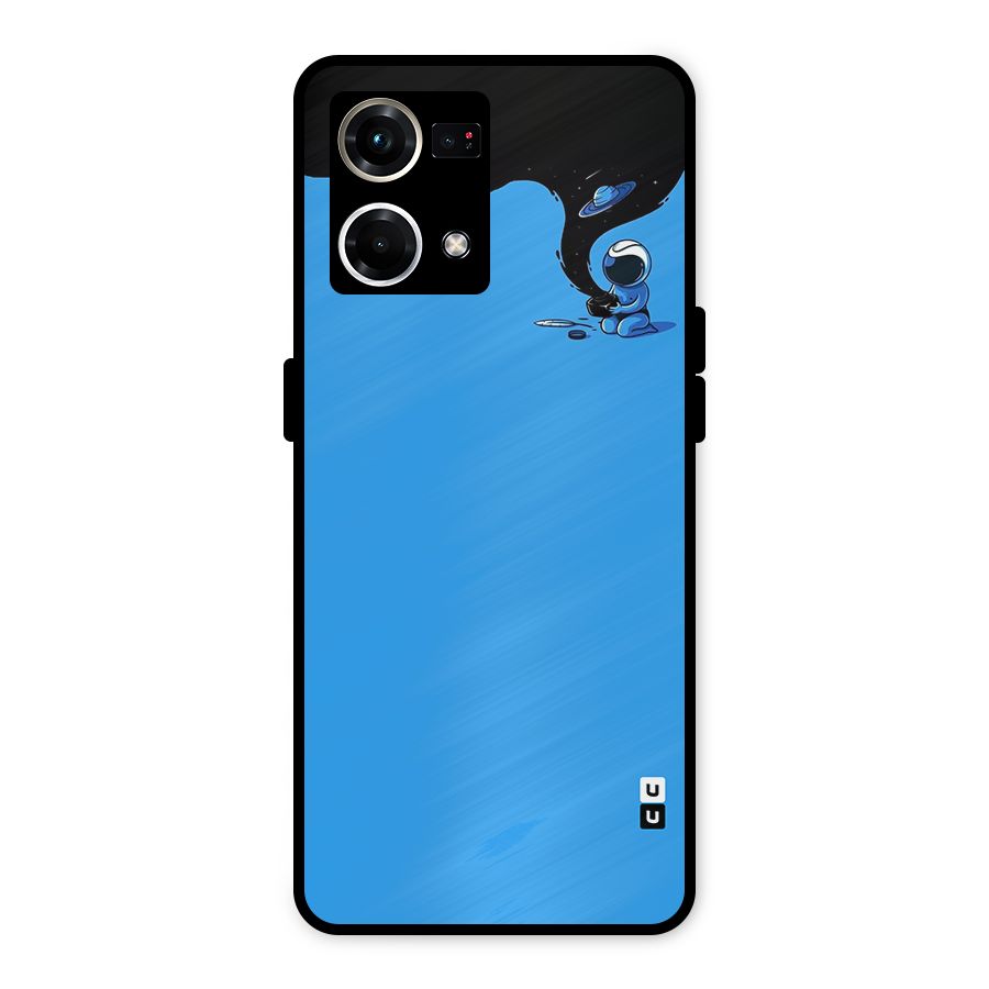 Astronaut Creativity Paint Sky Metal Back Case for Oppo F21 Pro 4G