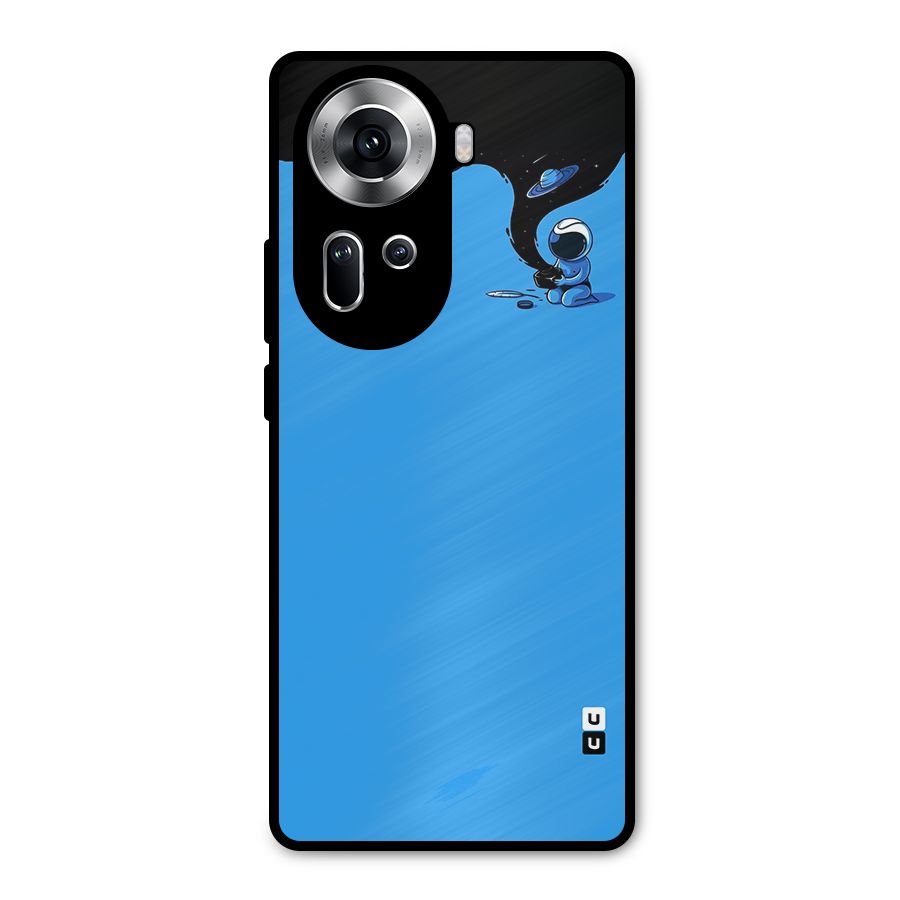 Astronaut Creativity Paint Sky Metal Back Case for Oppo Reno11 5G