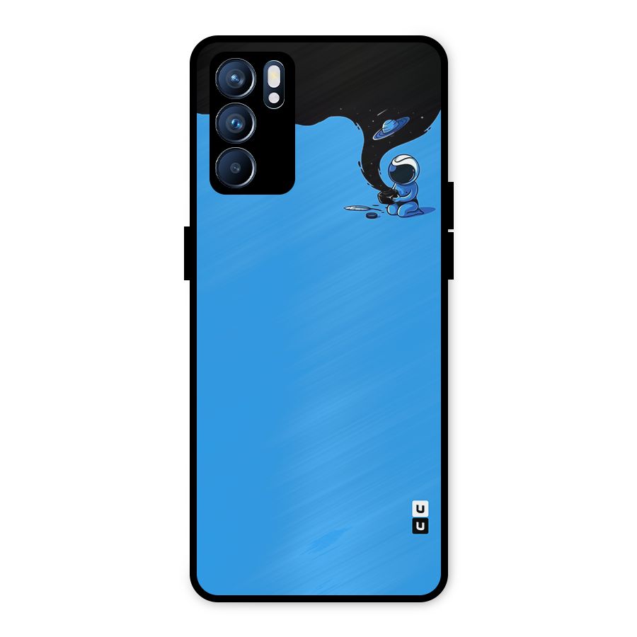 Astronaut Creativity Paint Sky Metal Back Case for Oppo Reno6 5G
