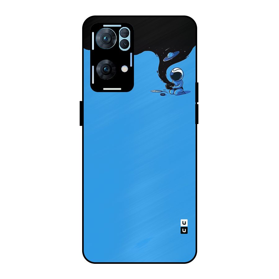 Astronaut Creativity Paint Sky Metal Back Case for Oppo Reno7 Pro 5G