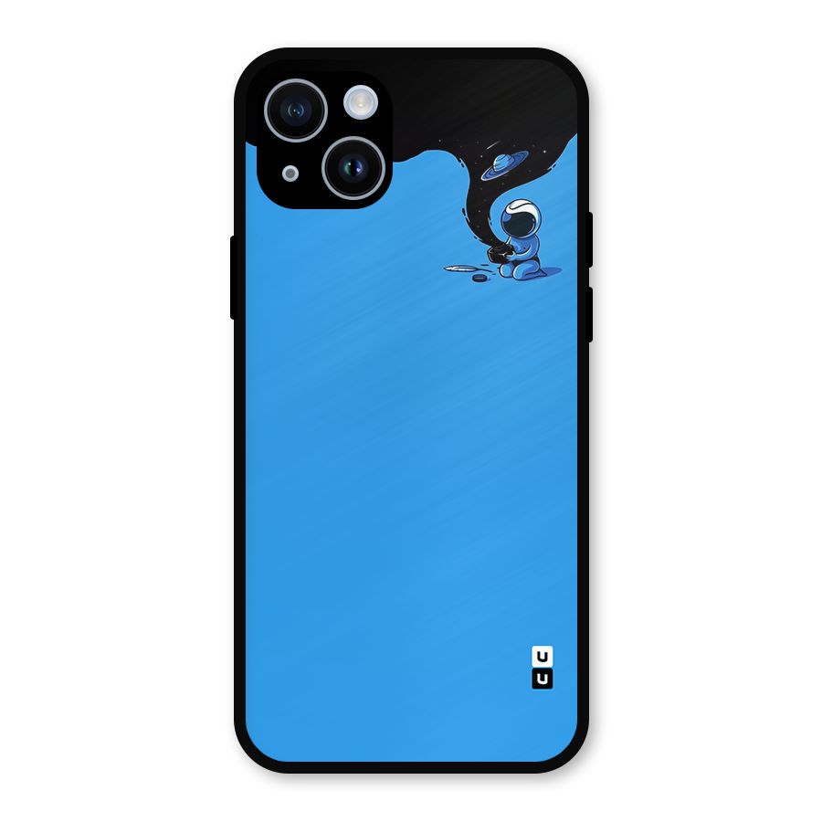 Astronaut Creativity Paint Sky Metal Back Case for iPhone 14