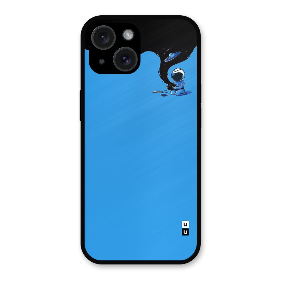 Astronaut Creativity Paint Sky Metal Back Case for iPhone 15