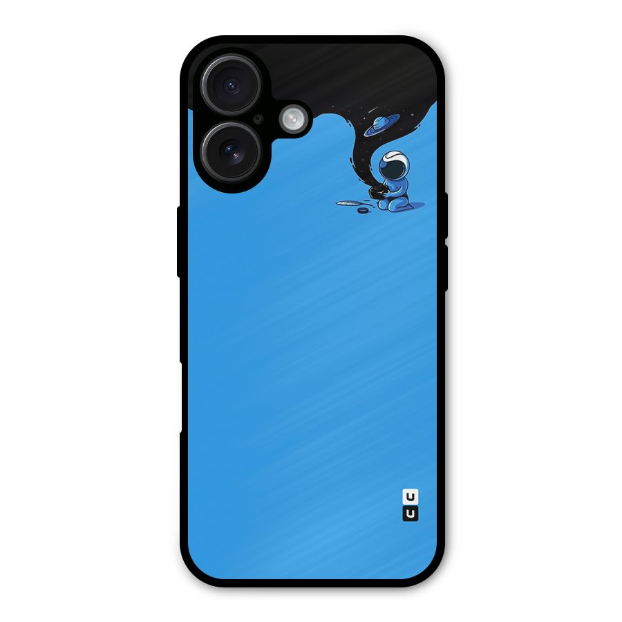 Astronaut Creativity Paint Sky Metal Back Case for iPhone 16