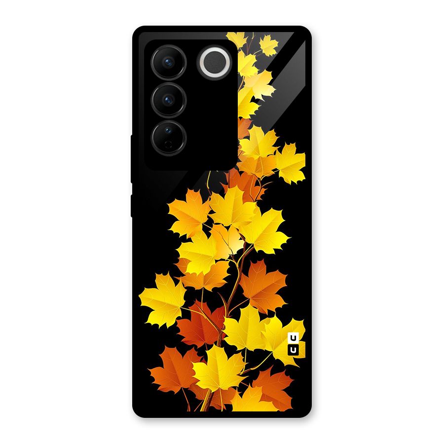 Autumn Forest Leaves Glass Back Case for Vivo V27 Pro