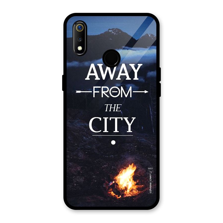Away From City Glass Back Case for Realme 3i