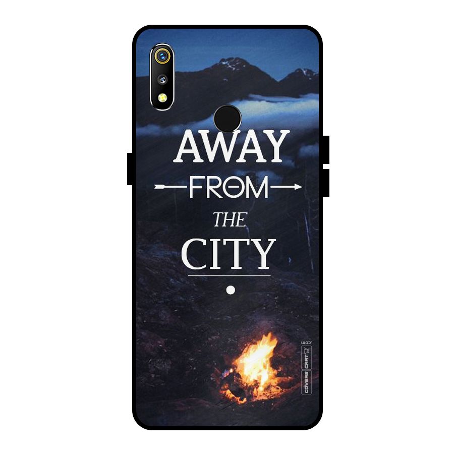 Away From City Metal Back Case for Realme 3i