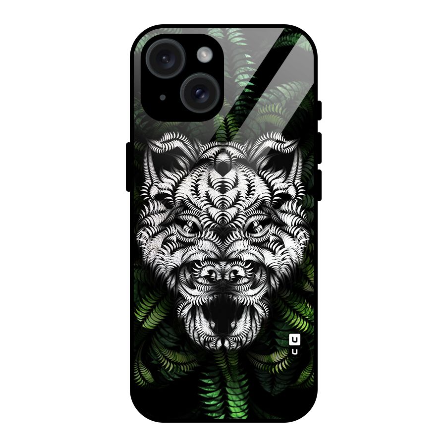 Aztec Art Tiger Glass Back Case for iPhone 15