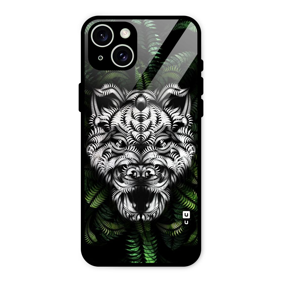 Aztec Art Tiger Glass Back Case for iPhone 15 Plus