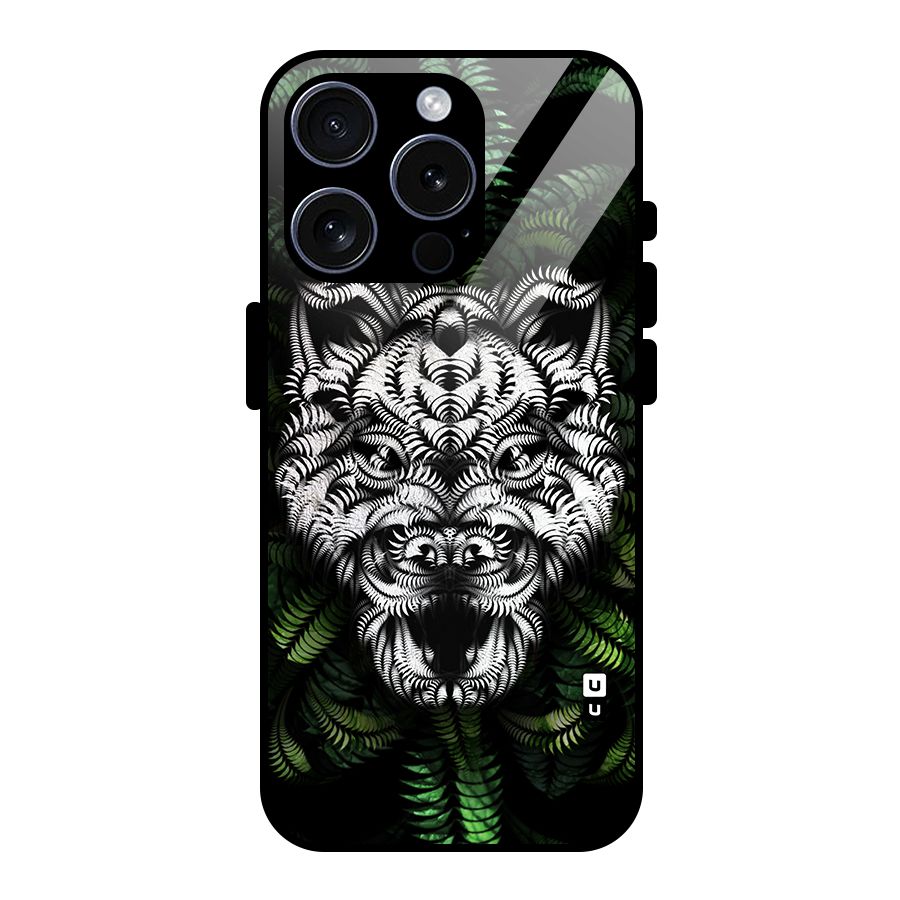 Aztec Art Tiger Glass Back Case for iPhone 15 Pro