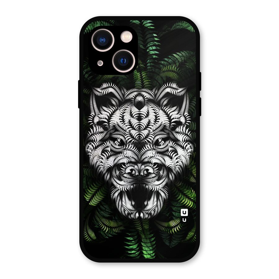 Aztec Art Tiger Metal Back Case for iPhone 13