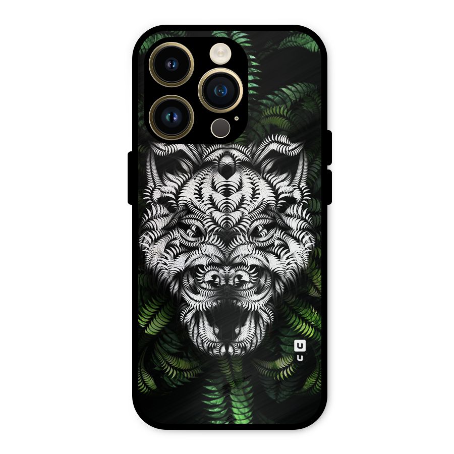 Aztec Art Tiger Metal Back Case for iPhone 14 Pro