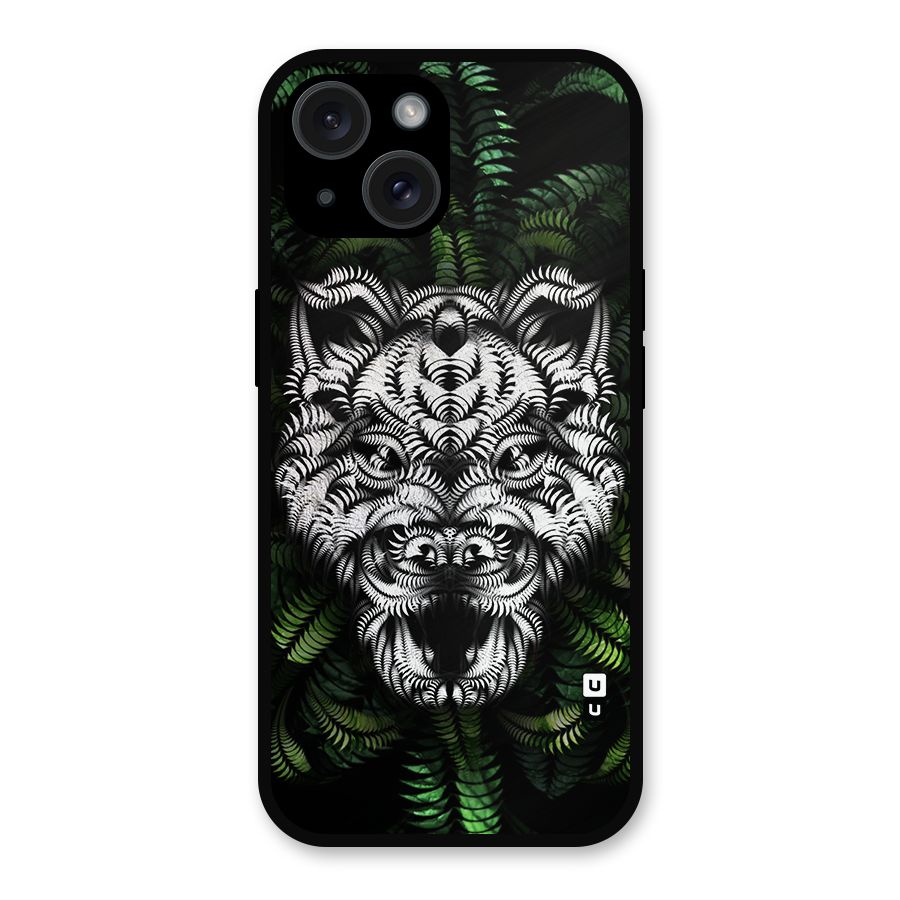 Aztec Art Tiger Metal Back Case for iPhone 15