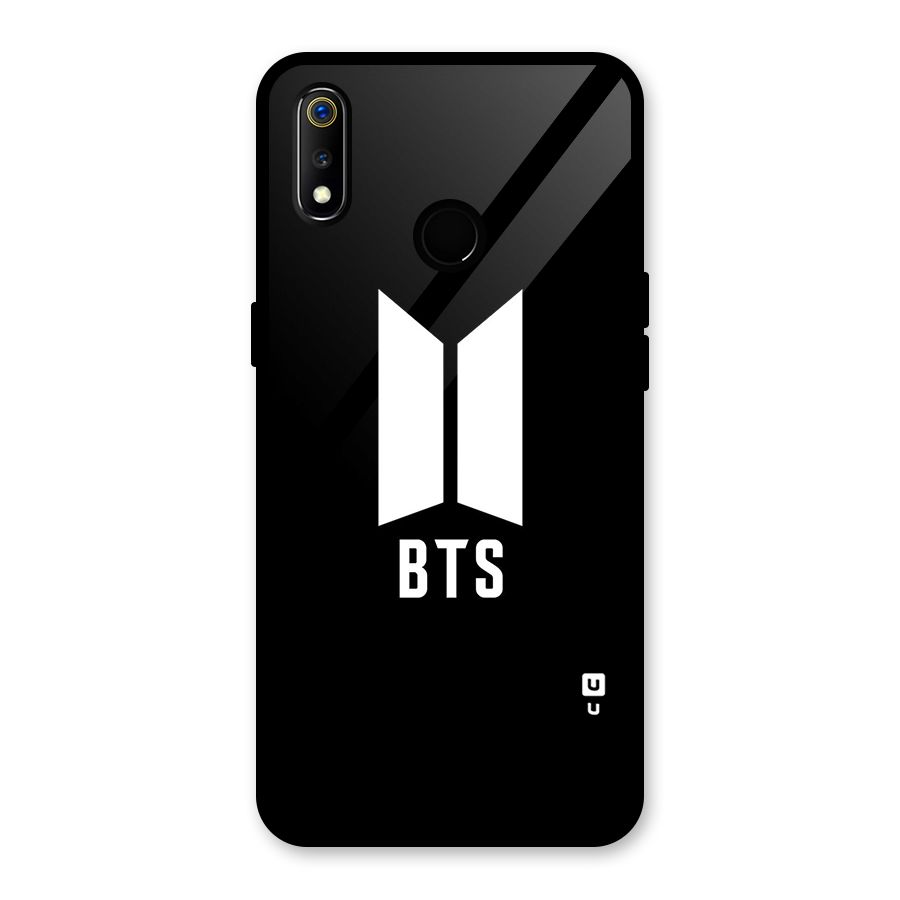 BTS Logo Black Glass Back Case for Realme 3i