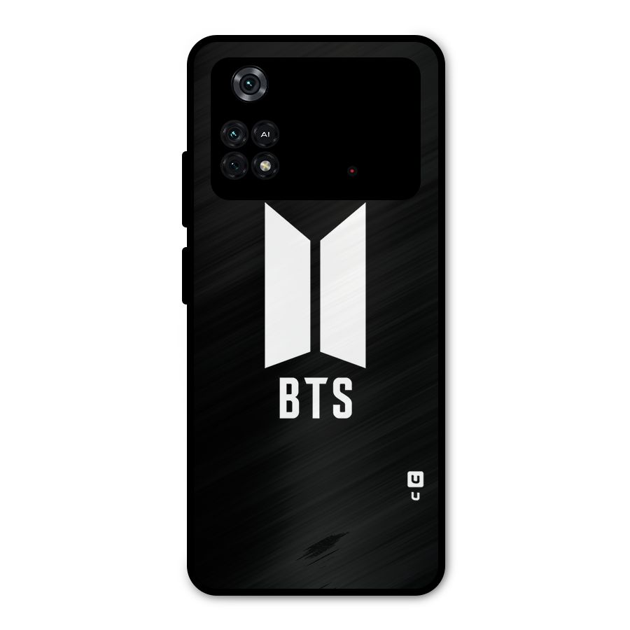 BTS Logo Black Metal Back Case for Poco M4 Pro 4G