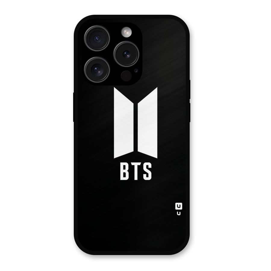 BTS Logo Black Metal Back Case for iPhone 15 Pro