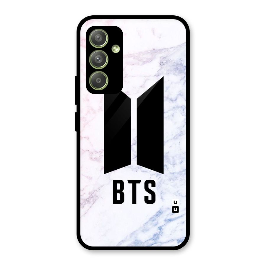 BTS Logo Marble Print Glass Back Case for Galaxy A54