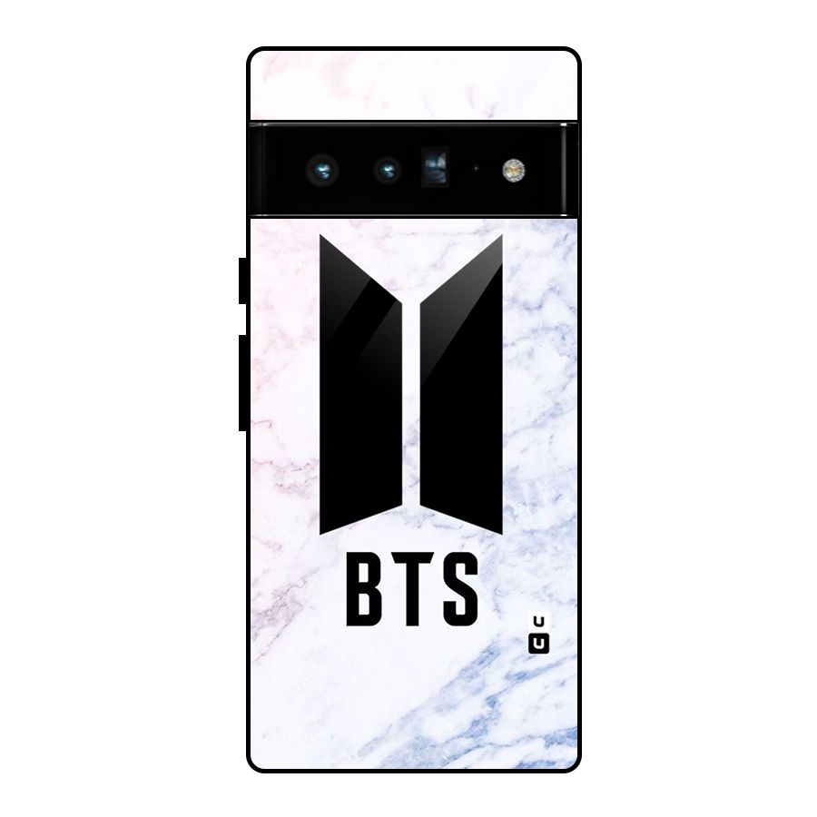 BTS Logo Marble Print Glass Back Case for Google Pixel 6 Pro