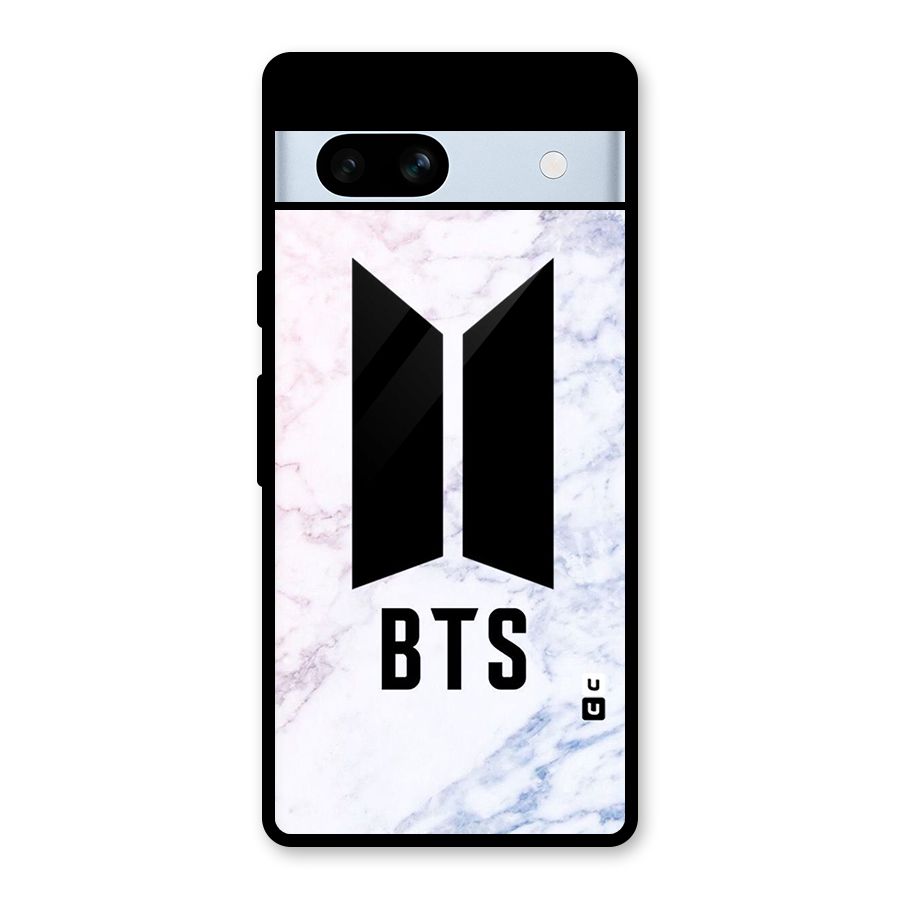 BTS Logo Marble Print Glass Back Case for Google Pixel 7a