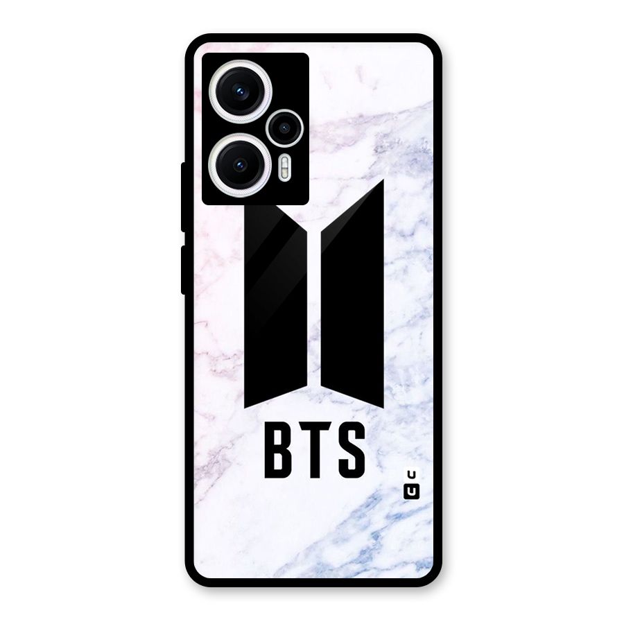 BTS Logo Marble Print Glass Back Case for Poco F5