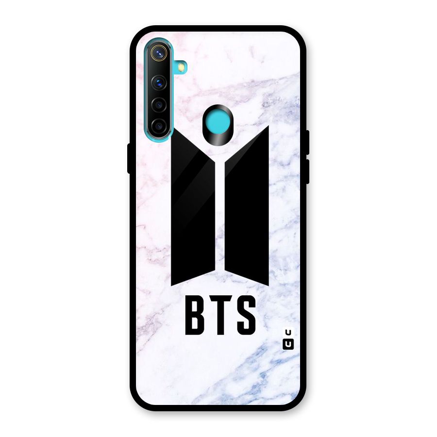BTS Logo Marble Print Glass Back Case for Realme Narzo 10