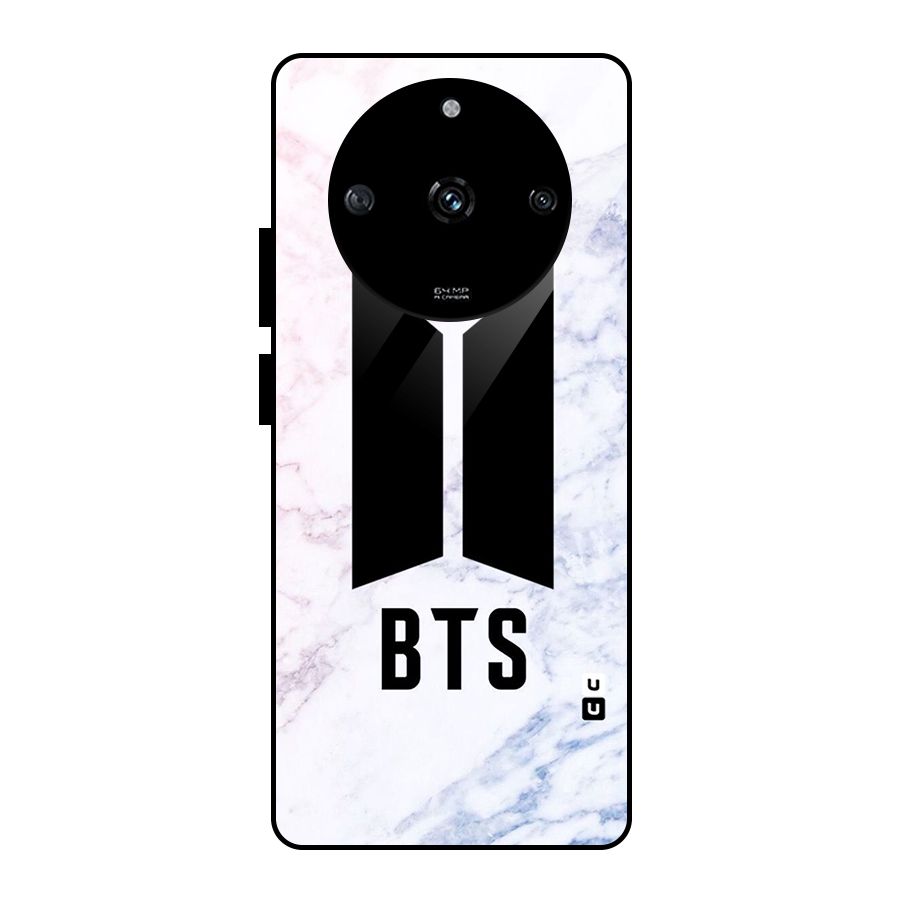BTS Logo Marble Print Glass Back Case for Realme Narzo 60 5G