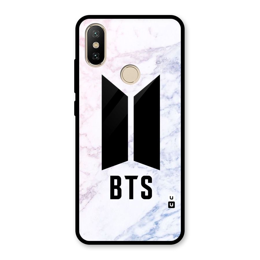BTS Logo Marble Print Glass Back Case for Redmi A2