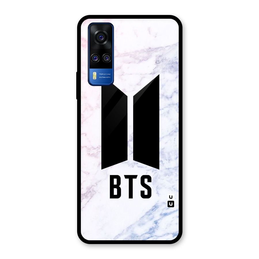 BTS Logo Marble Print Glass Back Case for Vivo Y31