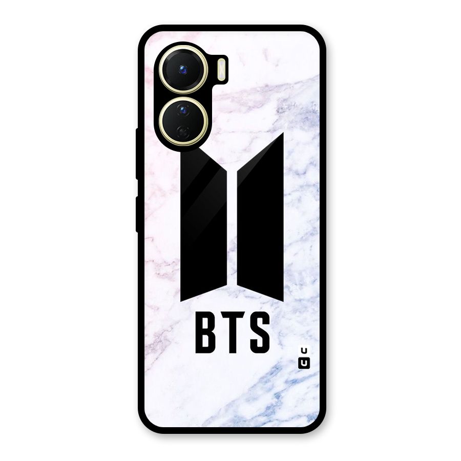 BTS Logo Marble Print Glass Back Case for Vivo Y56